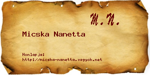 Micska Nanetta névjegykártya
